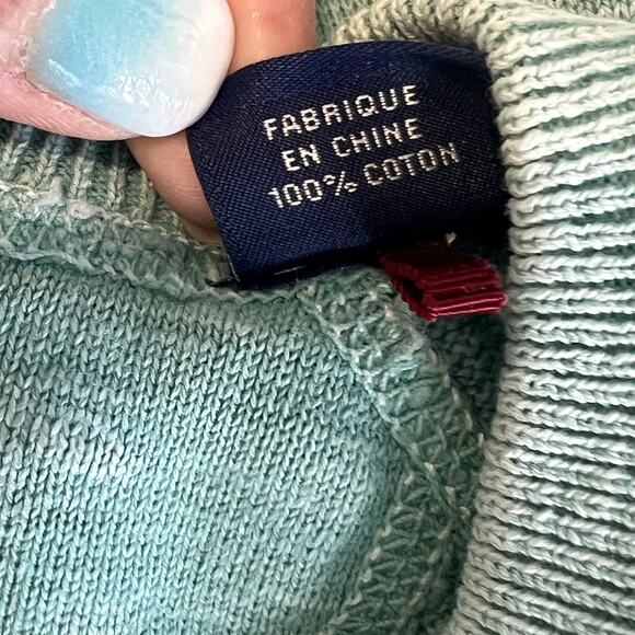 Tommy Bahama Y2K Sweater Mens Medium Green Cotton 90s Pullover Long Sleeve Retro - Picture 15 of 15